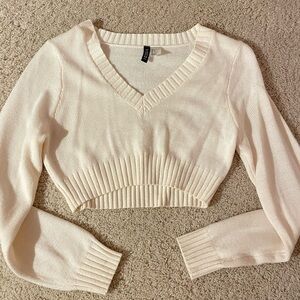 H&M divided cream cropped cardigan